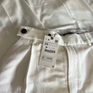 Zara | Wide Leg Menswear Style Pants - White XS